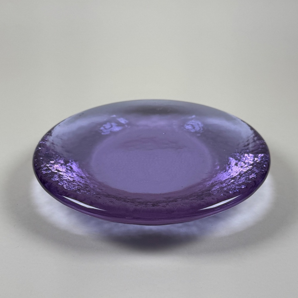 Vintage Recycled Glass “Fire and Light” Paperweight/Candle Stand Base 5.5”